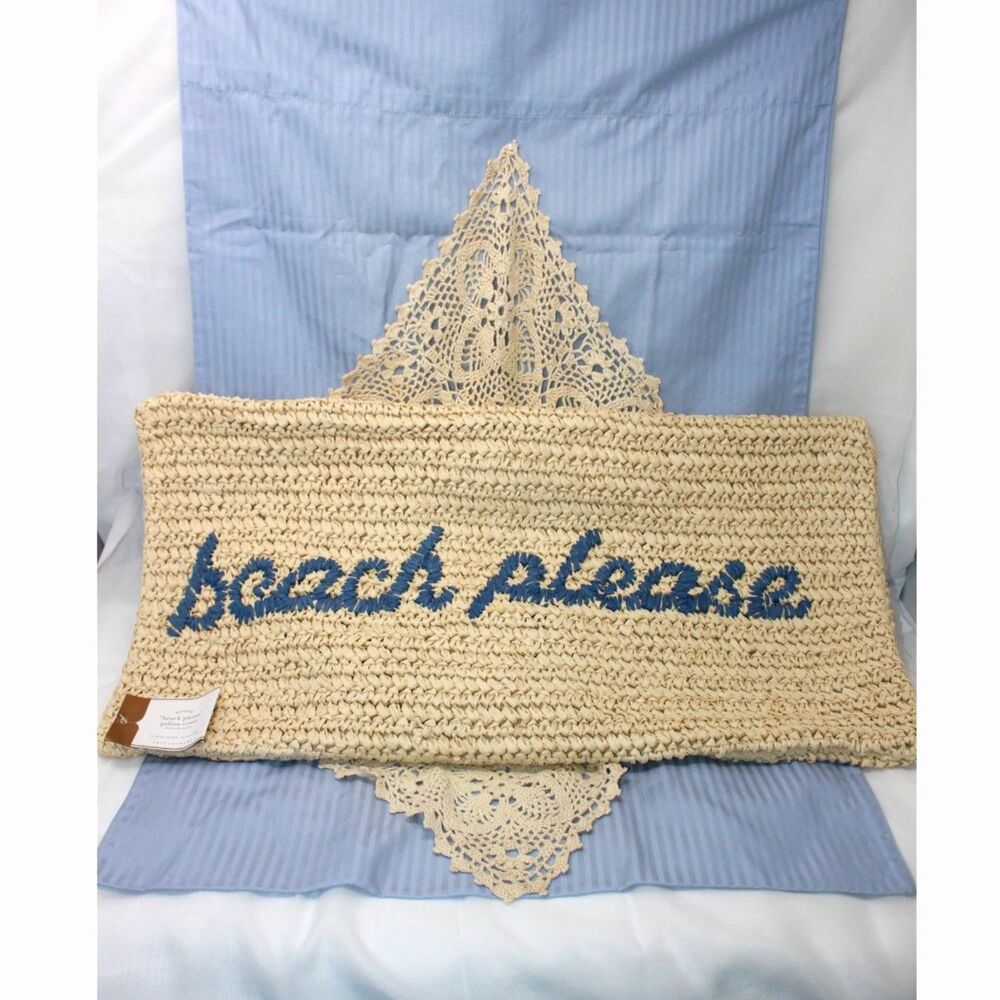 NWT Soft Pottery Barn Naturally Made of Paper "beach please" Pillow Cover